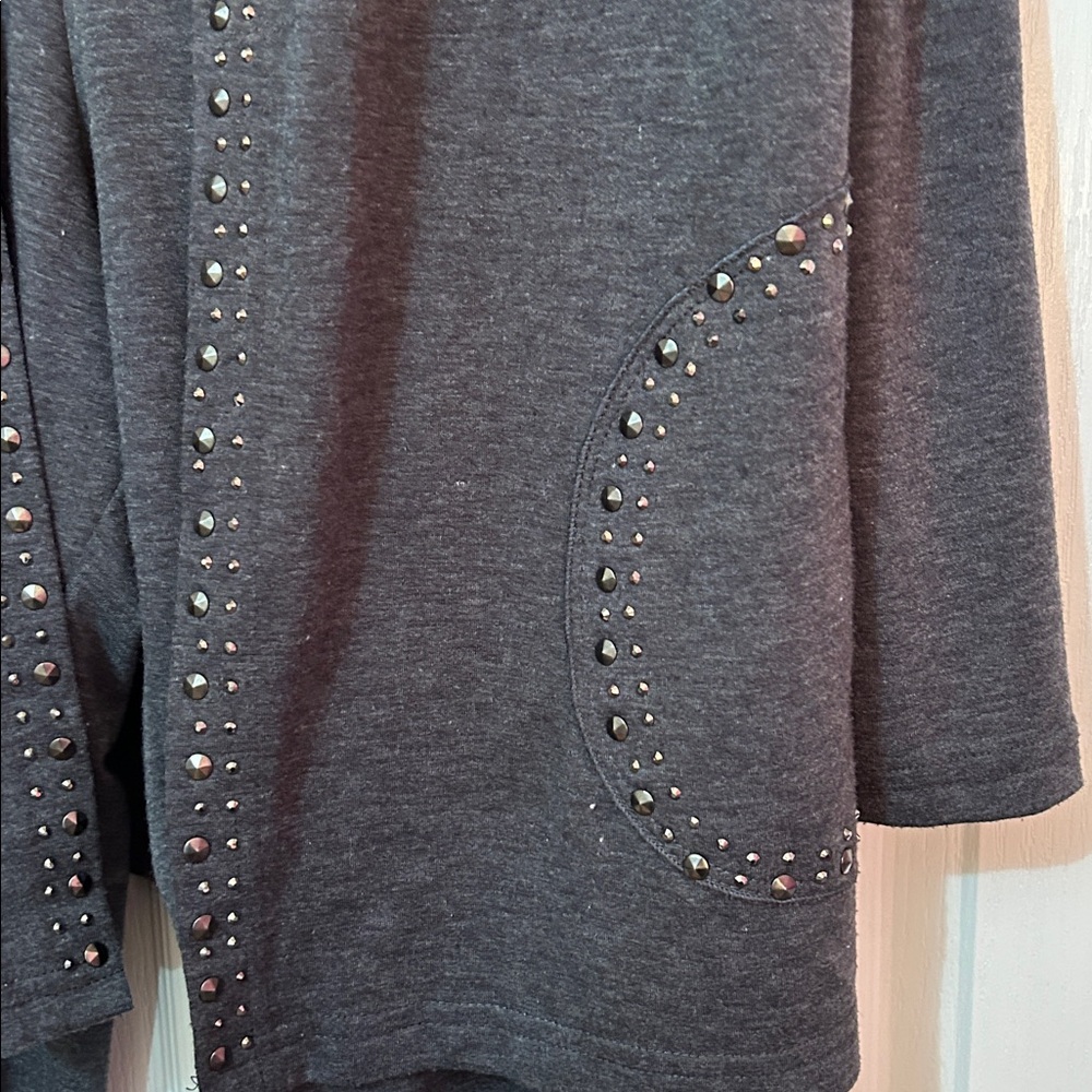 Dark Gray Hooded Lounge Set with Studded Pockets large jacket pants are XL - Picture 2 of 5